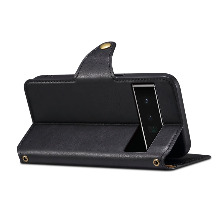 For Google Pixel 6 Pro Denior Cowhide Texture Wallet Style Leather Phone Case(Black)