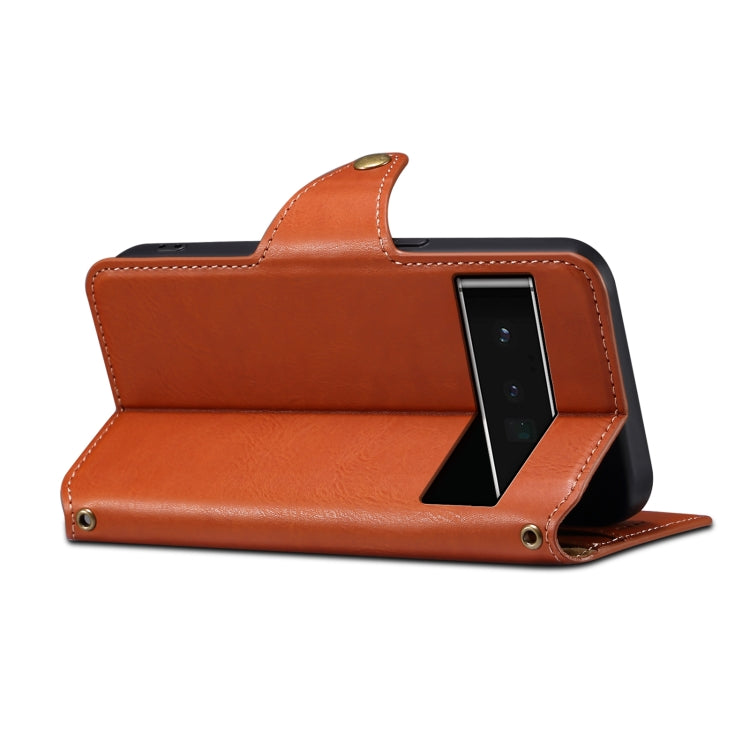 For Google Pixel 6 Pro Denior Cowhide Texture Wallet Style Leather Phone Case(Brown)