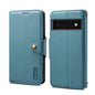 For Google Pixel 6 Pro Denior Cowhide Texture Wallet Style Leather Phone Case(Blue)