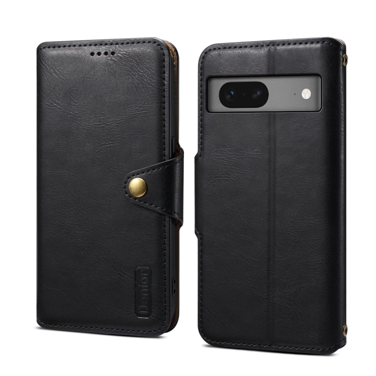 Pour l'étui de téléphone en cuir de style portefeuille en texture de cuir de vachette Denior pour Google Pixel 7 5G (noir)
