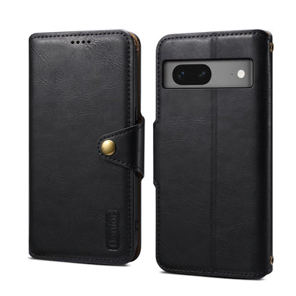 Pour l'étui de téléphone en cuir de style portefeuille en texture de cuir de vachette Denior pour Google Pixel 7 5G (noir)