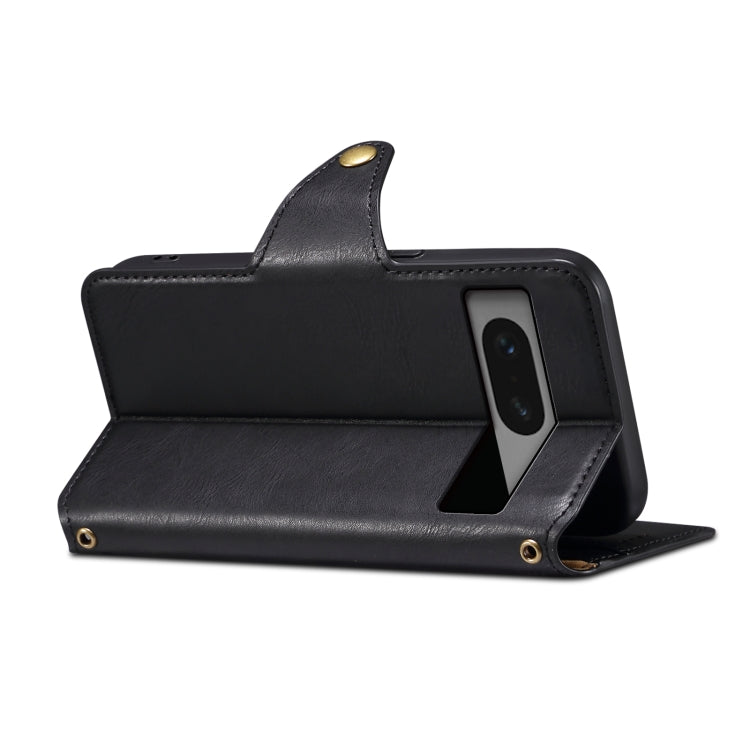 Pour l'étui de téléphone en cuir de style portefeuille en texture de cuir de vachette Denior pour Google Pixel 7 5G (noir)