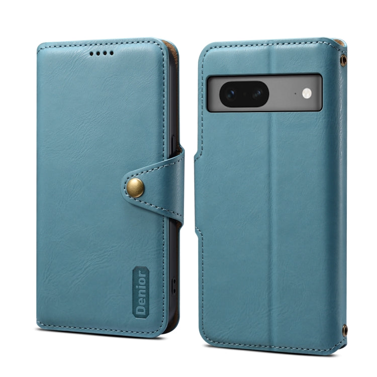 Pour Google Pixel 7 5G Denior Étui de téléphone en cuir de style portefeuille texturé en peau de vache (bleu)