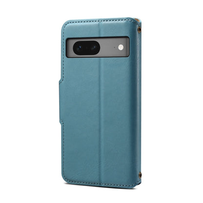 Pour Google Pixel 7 5G Denior Étui de téléphone en cuir de style portefeuille texturé en peau de vache (bleu)