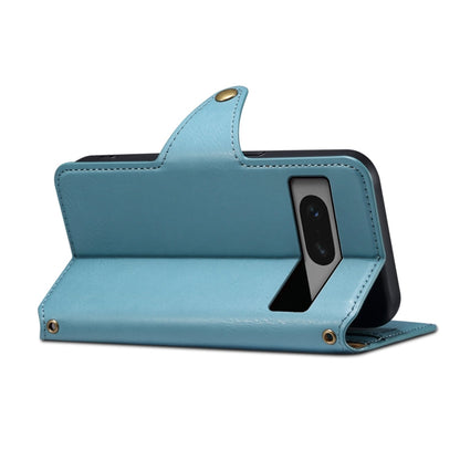 Pour Google Pixel 7 5G Denior Étui de téléphone en cuir de style portefeuille texturé en peau de vache (bleu)