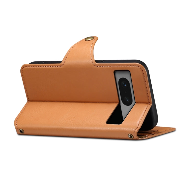 For Google Pixel 7 5G Denior Cowhide Texture Wallet Style Leather Phone Case(Khaki)