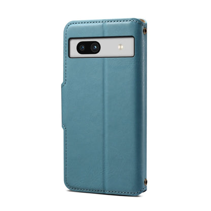 For Google Pixel 7a Denior Cowhide Texture Wallet Style Leather Phone Case(Blue)