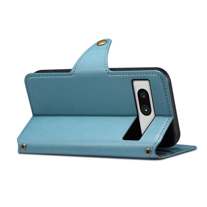 For Google Pixel 7a Denior Cowhide Texture Wallet Style Leather Phone Case(Blue)