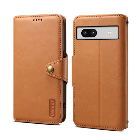 Pour Google Pixel 7a Étui de téléphone en cuir de style portefeuille avec texture de peau de vache (Kaki)