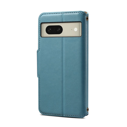 For Google Pixel 8 Denior Cowhide Texture Wallet Style Leather Phone Case(Blue)