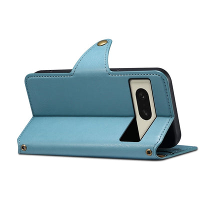 For Google Pixel 8 Denior Cowhide Texture Wallet Style Leather Phone Case(Blue)