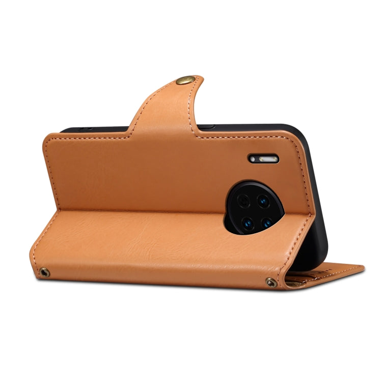For Huawei Mate 30 Denior Cowhide Texture Wallet Style Leather Phone Case(Khaki)