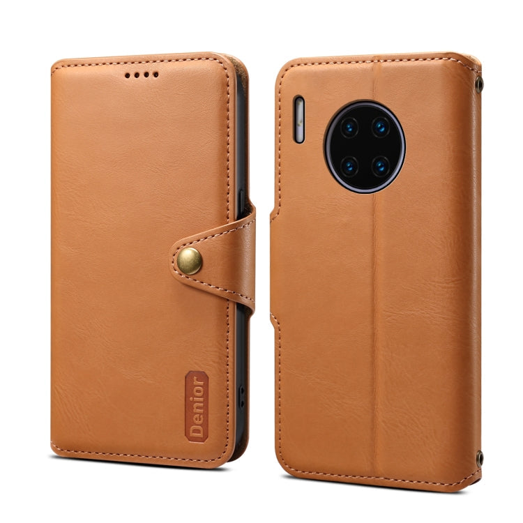 Pour Huawei Mate 30 Pro Étui portefeuille en cuir texturé de vachette Denior (Kaki)
