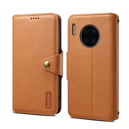 Pour Huawei Mate 30 Pro Étui portefeuille en cuir texturé de vachette Denior (Kaki)