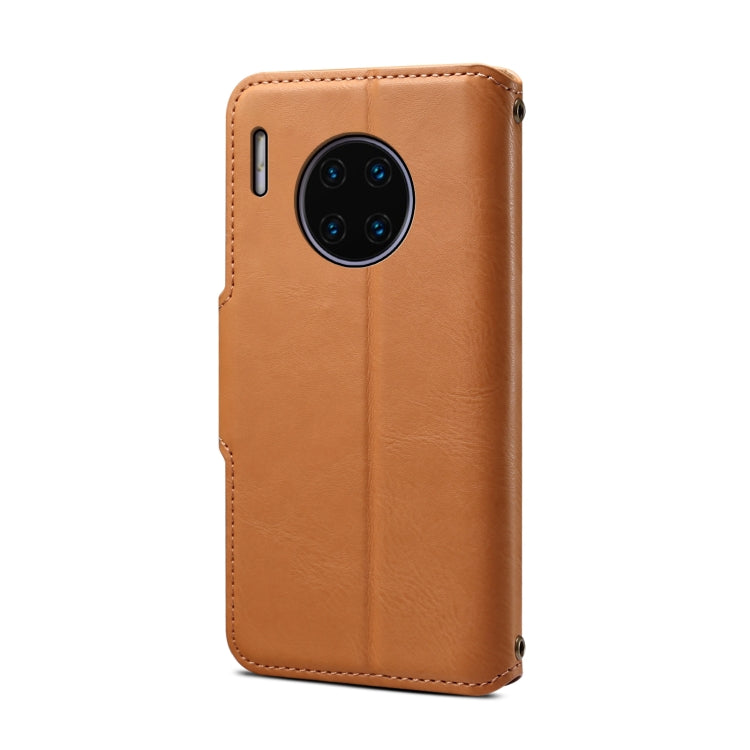 Pour Huawei Mate 30 Pro Étui portefeuille en cuir texturé de vachette Denior (Kaki)