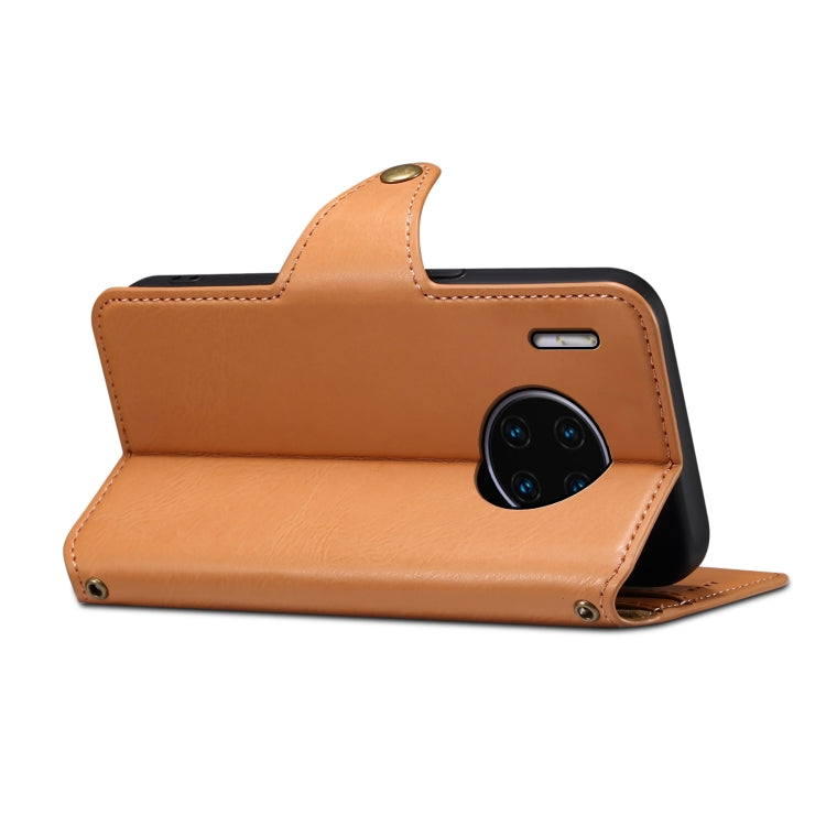 Pour Huawei Mate 30 Pro Étui portefeuille en cuir texturé de vachette Denior (Kaki)