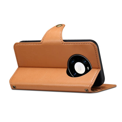 For Huawei Mate 40 Pro Denior Cowhide Texture Wallet Style Leather Phone Case(Khaki)