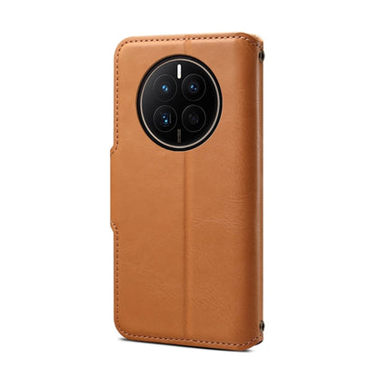 For Huawei Mate 50 Denior Cowhide Texture Wallet Style Leather Phone Case(Khaki)