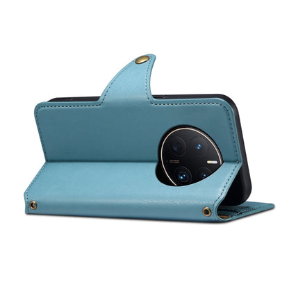 For Huawei Mate 50 Pro Denior Cowhide Texture Wallet Style Leather Phone Case(Blue)