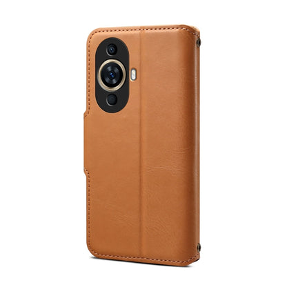 Pour Huawei nova 11 Étui de téléphone en cuir de style portefeuille texturé en cuir de vachette Denior (Kaki)