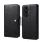 Pour Huawei nova 11 Pro Étui de téléphone en cuir style portefeuille texturé Denior en peau de vache (Noir)