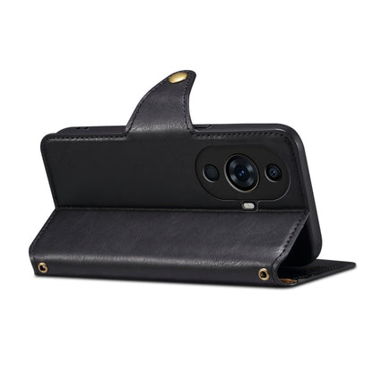 Pour Huawei nova 11 Pro Étui de téléphone en cuir style portefeuille texturé Denior en peau de vache (Noir)