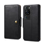 Pour Huawei P60 Étui de téléphone en cuir de style portefeuille texturé en cuir de vachette Denior (noir)