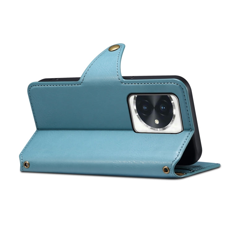 For Honor 100 Denior Cowhide Texture Wallet Style Leather Phone Case(Blue)