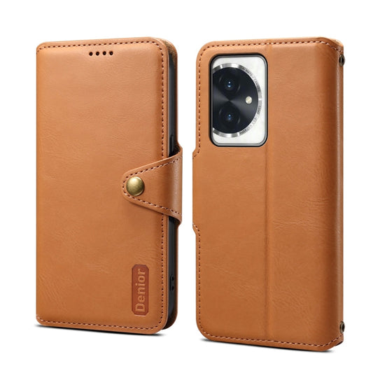 For Honor 100 Denior Cowhide Texture Wallet Style Leather Phone Case(Khaki)