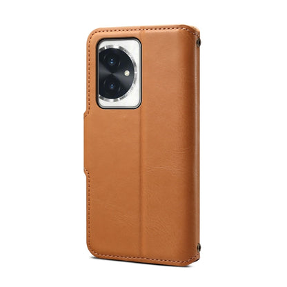 For Honor 100 Denior Cowhide Texture Wallet Style Leather Phone Case(Khaki)