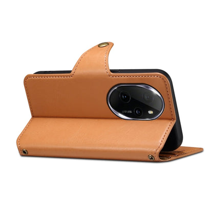 For Honor 100 Pro Denior Cowhide Texture Wallet Style Leather Phone Case(Khaki)