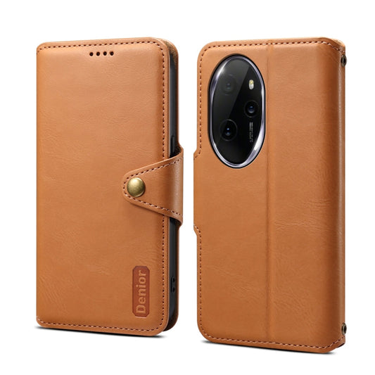 For Honor 100 Pro Denior Cowhide Texture Wallet Style Leather Phone Case(Khaki)