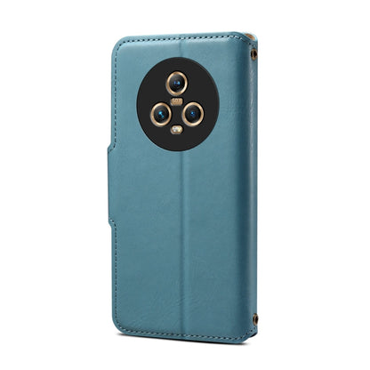 For Honor Magic5 Denior Cowhide Texture Wallet Style Leather Phone Case(Blue)