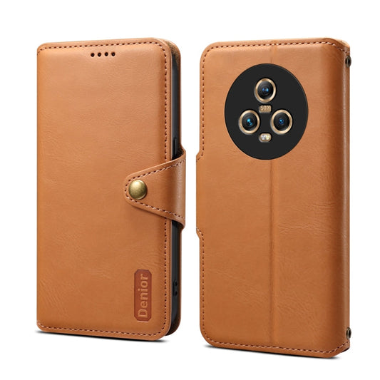 Pour Honor Magic5 Étui de Téléphone en Cuir Style Portefeuille avec Texture de Peau de Vache Denior (Kaki)