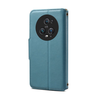 For Honor Magic5 Pro Denior Cowhide Texture Wallet Style Leather Phone Case(Blue)