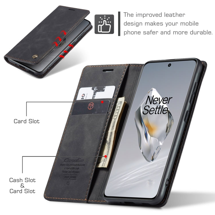 For OnePlus 12 CaseMe 013 Multifunctional Horizontal Flip Leather Phone Case(Black)