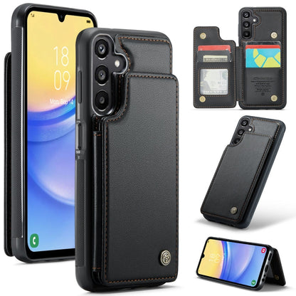 For Samsung Galaxy A15 CaseMe C22 Litchi Texture RFID Anti-theft Leather Phone Case(Black)