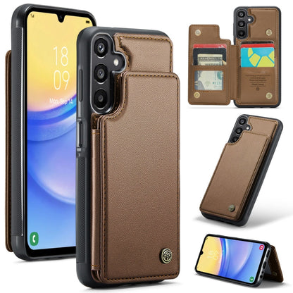 Pour Samsung Galaxy A15 Étui CaseMe C22 en cuir texturé Litchi avec protection RFID (Marron)