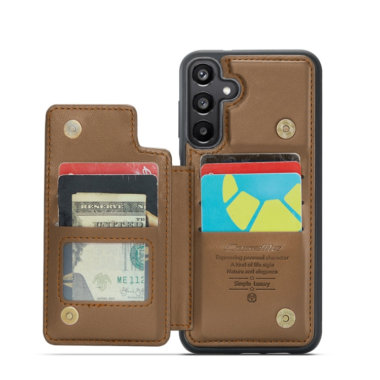 Pour Samsung Galaxy A15 Étui CaseMe C22 en cuir texturé Litchi avec protection RFID (Marron)