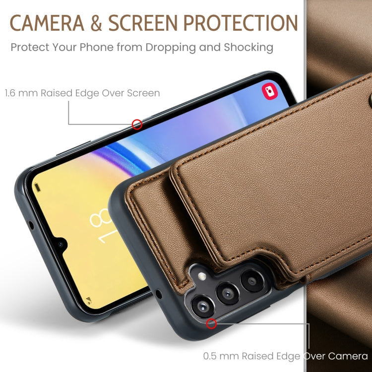 Pour Samsung Galaxy A15 Étui CaseMe C22 en cuir texturé Litchi avec protection RFID (Marron)