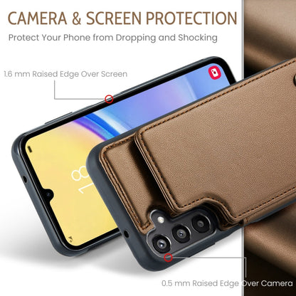 Pour Samsung Galaxy A15 Étui CaseMe C22 en cuir texturé Litchi avec protection RFID (Marron)