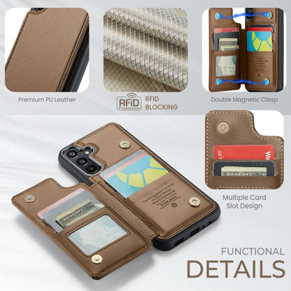 Pour Samsung Galaxy A15 Étui CaseMe C22 en cuir texturé Litchi avec protection RFID (Marron)