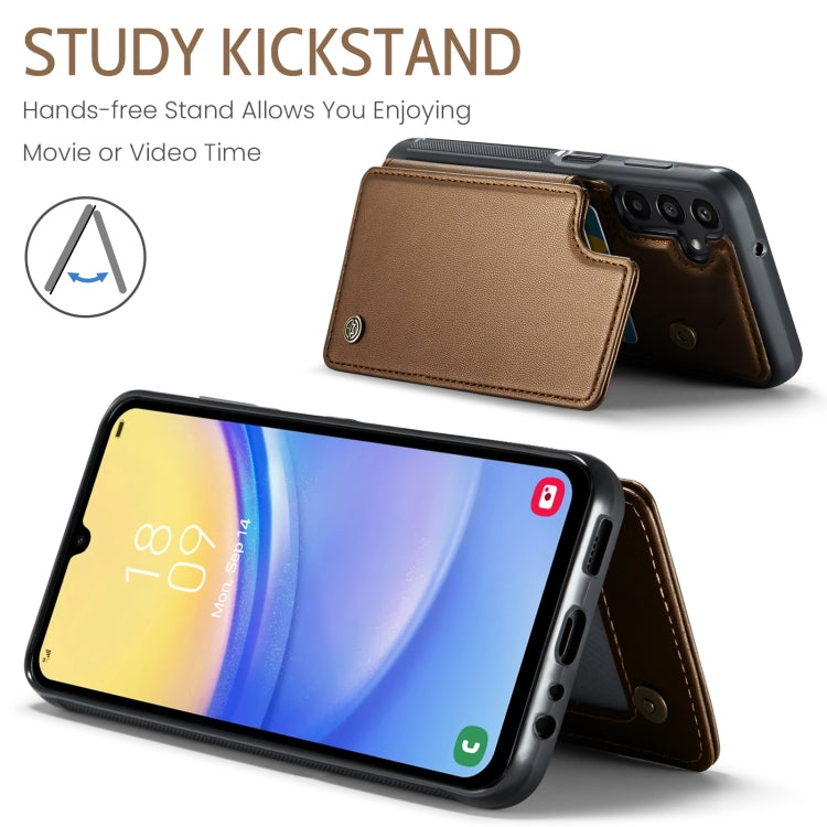 Pour Samsung Galaxy A15 Étui CaseMe C22 en cuir texturé Litchi avec protection RFID (Marron)