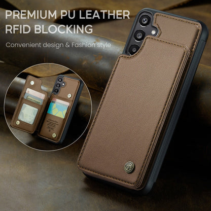 Pour Samsung Galaxy A15 Étui CaseMe C22 en cuir texturé Litchi avec protection RFID (Marron)