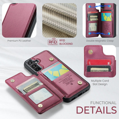 For Samsung Galaxy A15 CaseMe C22 Litchi Texture RFID Anti-theft Leather Phone Case(Wine Red)