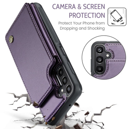 For Samsung Galaxy A15 CaseMe C22 Litchi Texture RFID Anti-theft Leather Phone Case(Purple)