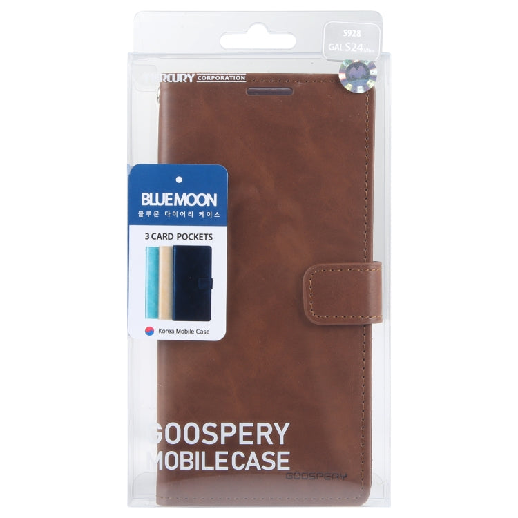 For Samsung Galaxy S24 Ultra 5G GOOSPERY BLUE MOON Crazy Horse Texture Leather Phone Case(Brown)