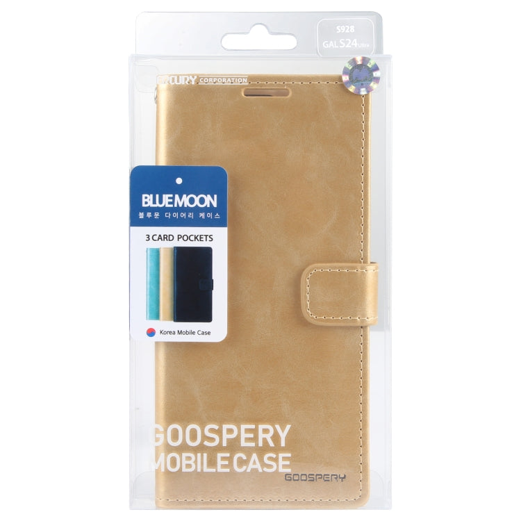 For Samsung Galaxy S24 Ultra 5G GOOSPERY BLUE MOON Crazy Horse Texture Leather Phone Case(Gold)