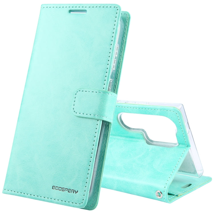 For Samsung Galaxy S24 Ultra 5G GOOSPERY BLUE MOON Crazy Horse Texture Leather Phone Case(Mint Green)