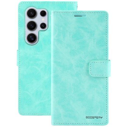 For Samsung Galaxy S24 Ultra 5G GOOSPERY BLUE MOON Crazy Horse Texture Leather Phone Case(Mint Green)